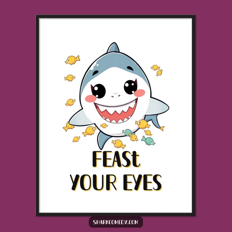 Funny Kawaii Shark Juggling Poster: Whimsical Art, Perfect Gift for Playful Spaces