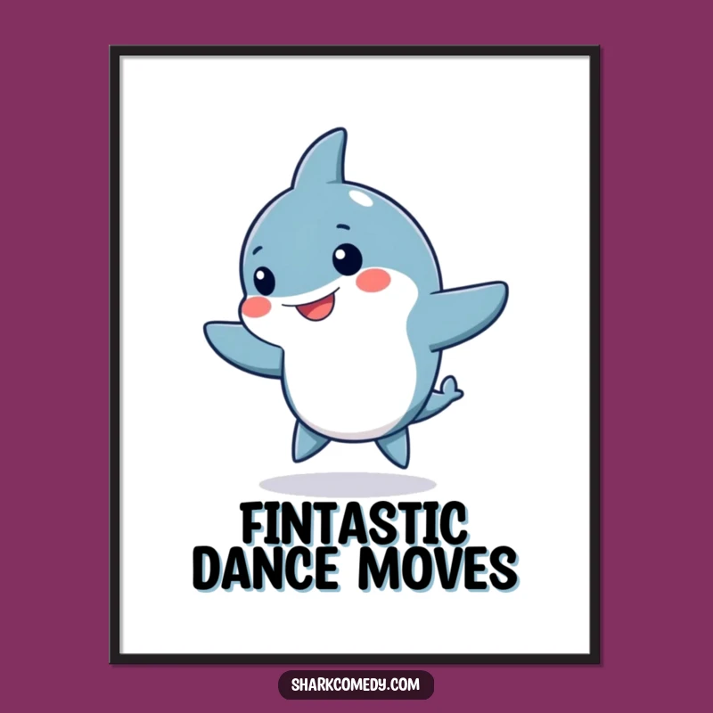 Funny Kawaii Shark Dance Poster: Hilarious Wall Art for a Joyful Vibe