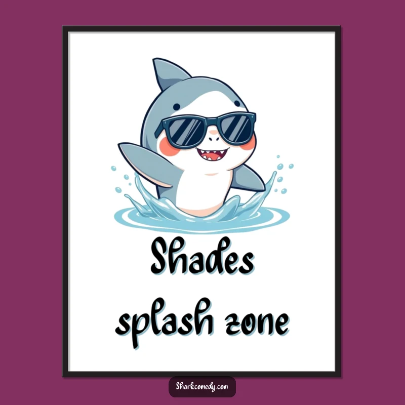 Funny Shark Sunglasses Poster: Cool Ocean Art, Playful Decor, Perfect Gift