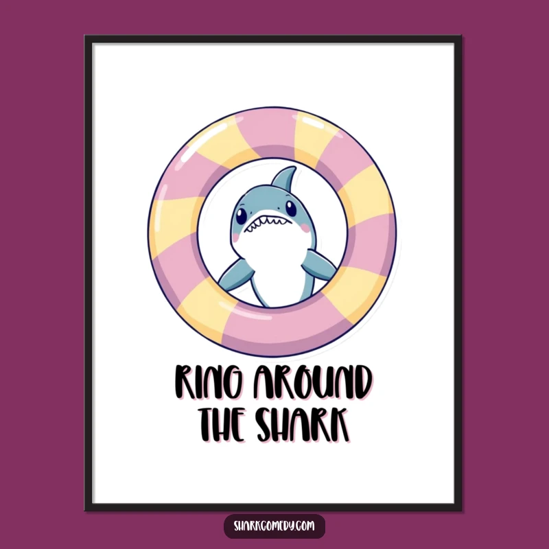 Funny Peeking Shark Poster: Playful Poolside Wall Art