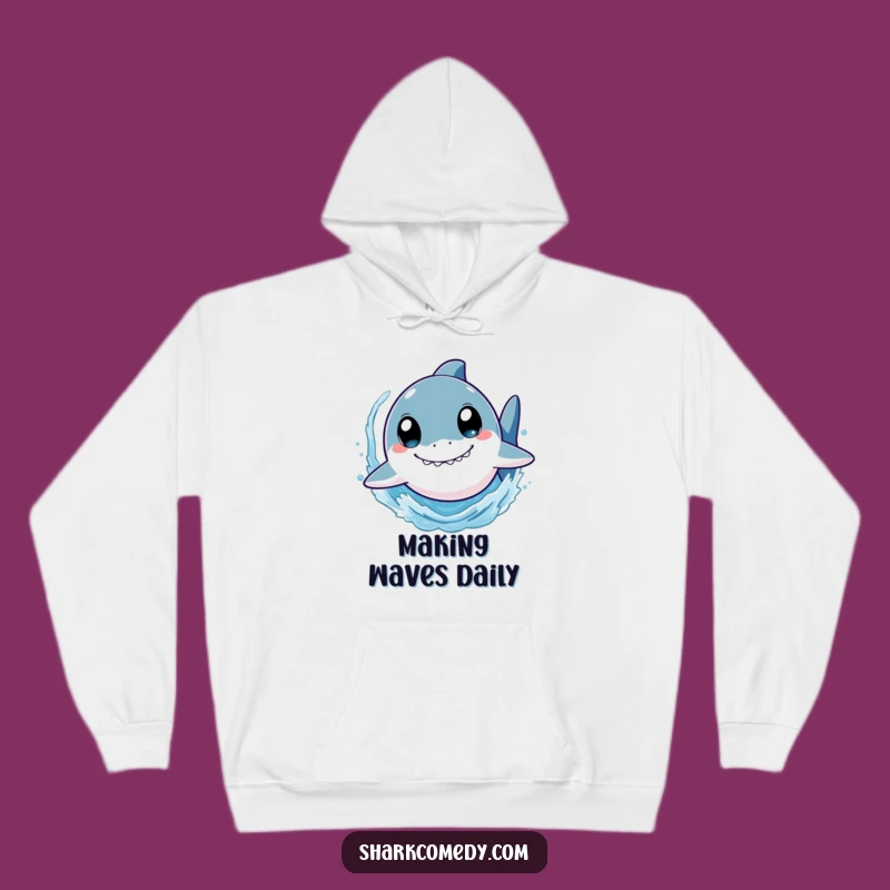 Funny Shark Hoodie: Wide-Eyed Swimmer Splashing Style, Cozy & Fun