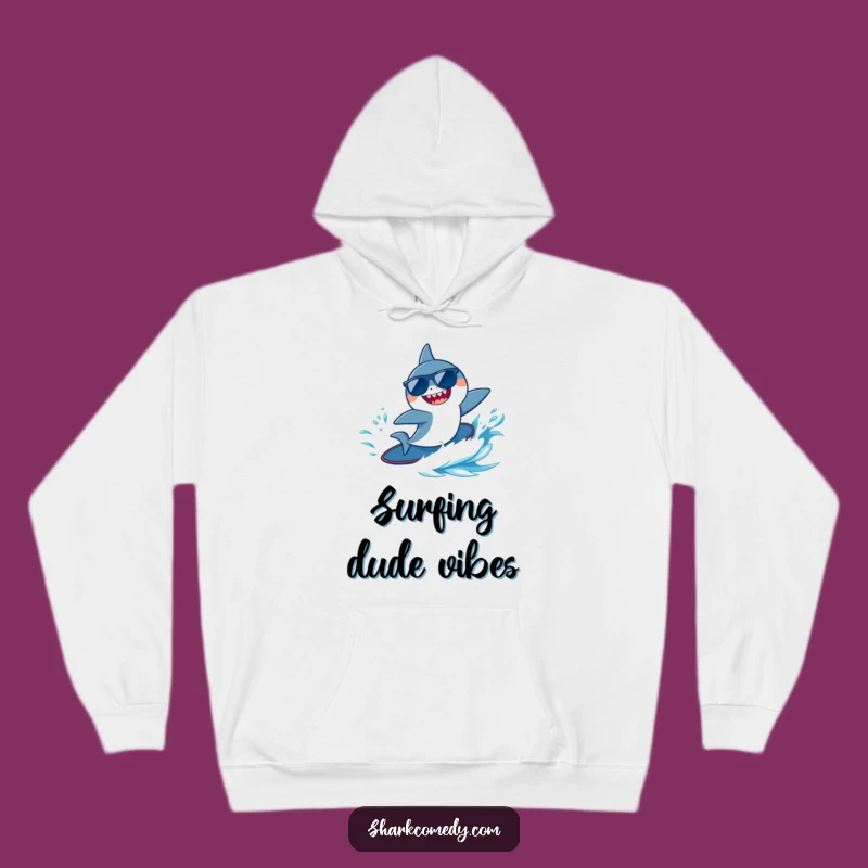 Funny Surfing Shark Hoodie - Cozy Sunglasses Wave Rider Sweatshirt Gift