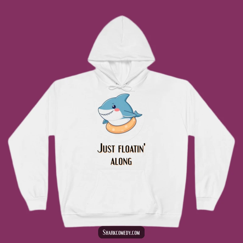 Cozy Funny Kawaii Shark Relaxed Float Hoodie, Warm and Chill Funny Gift