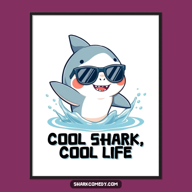 Free Printable Wall Art: Cool Shark, Sunnies, Splash, Downloadable Decor