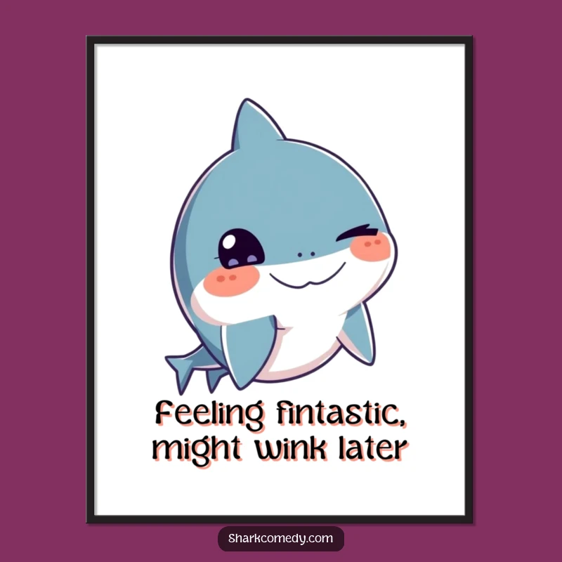Free Printable Winking Shark Wall Art Funny Downloadable Gift