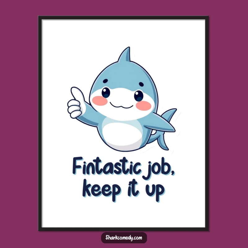 Free Printable Thumbs Up Shark Wall Art - Funny Downloadable Cheerful Decor