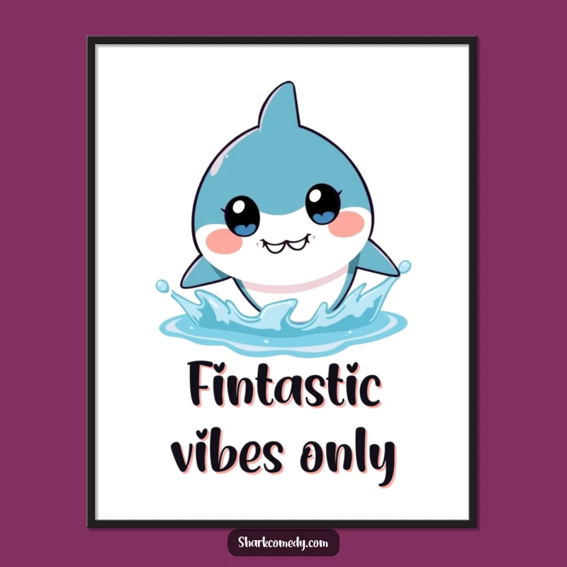 Free Printable Wall Art: Funny Kawaii Shark Splash Decor - Downloadable Humorous Art