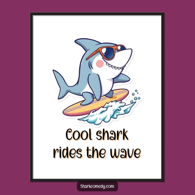 Free Printable Cool Shark Surf Art: Sunglasses Style Funny Downloadable Decor