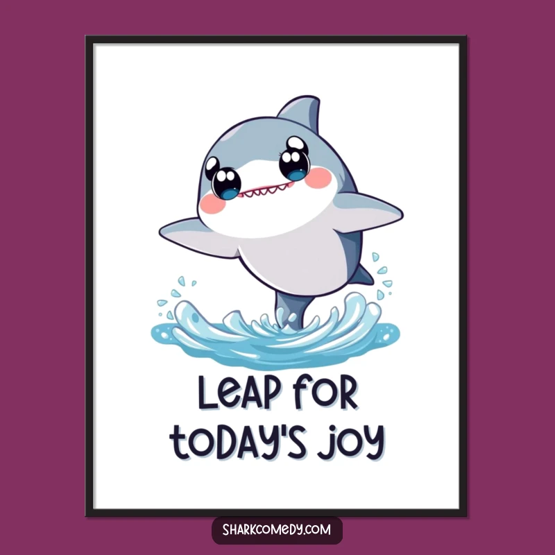 Free Printable Wall Art: Adorable Kawaii Shark Leap Downloadable Decor for Cheerful Spaces