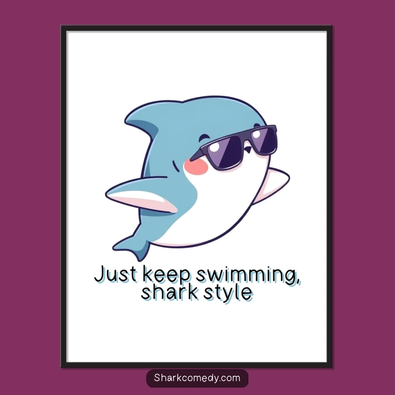 Funny Free Printable Wall Art: Kawaii Shark Sunglasses Flip Decor