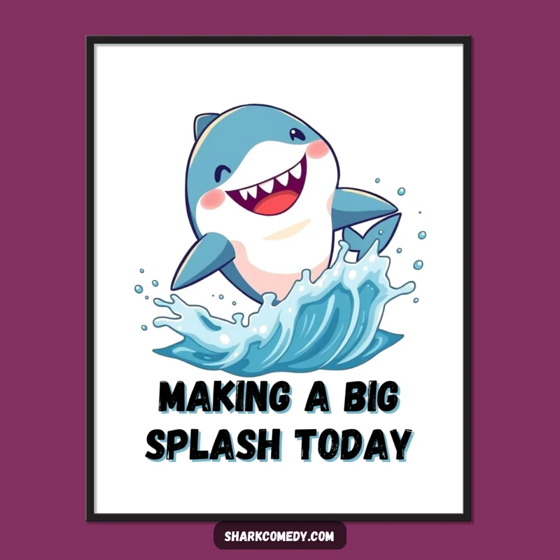 Free Printable Funny Shark Art - Leaping Joyful Downloadable Gift for Walls