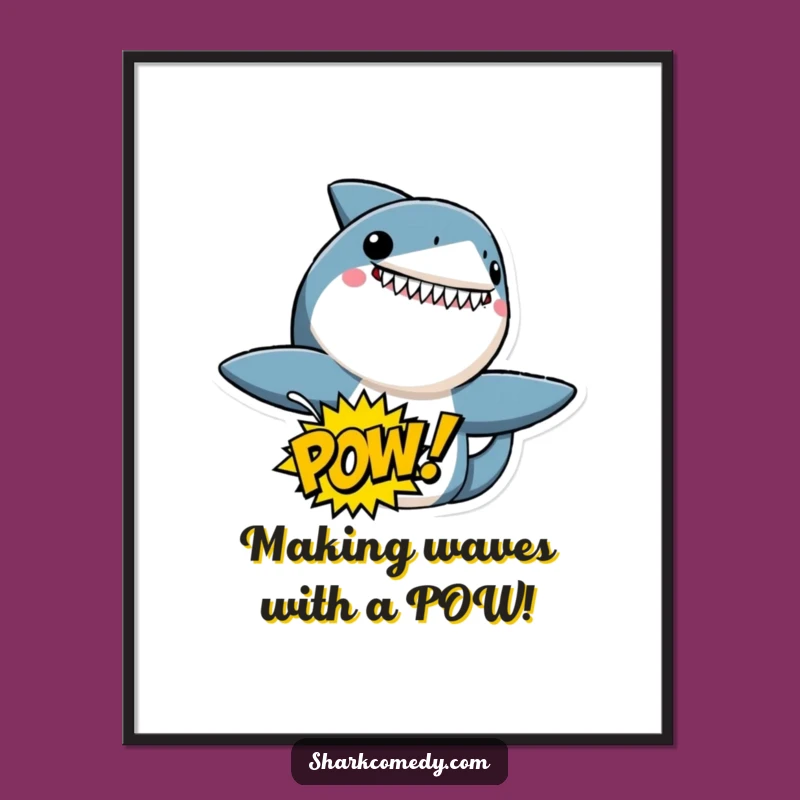Free Printable Wall Art: Energetic Shark POW! Funny Downloadable Comic Art