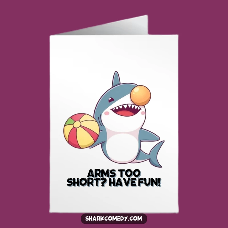 Funny Free Printable Birthday Card: Shark Balancing Beach Ball - Hilarious Downloadable Gift