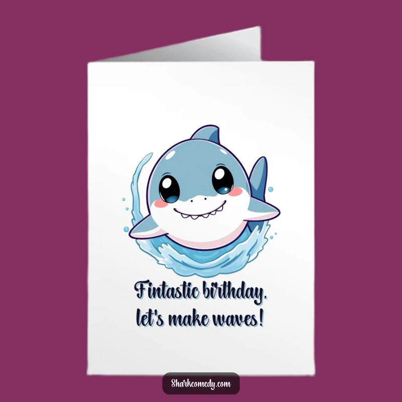 Excited Shark Free Printable Birthday Card - Fast Splashy Downloadable Gift