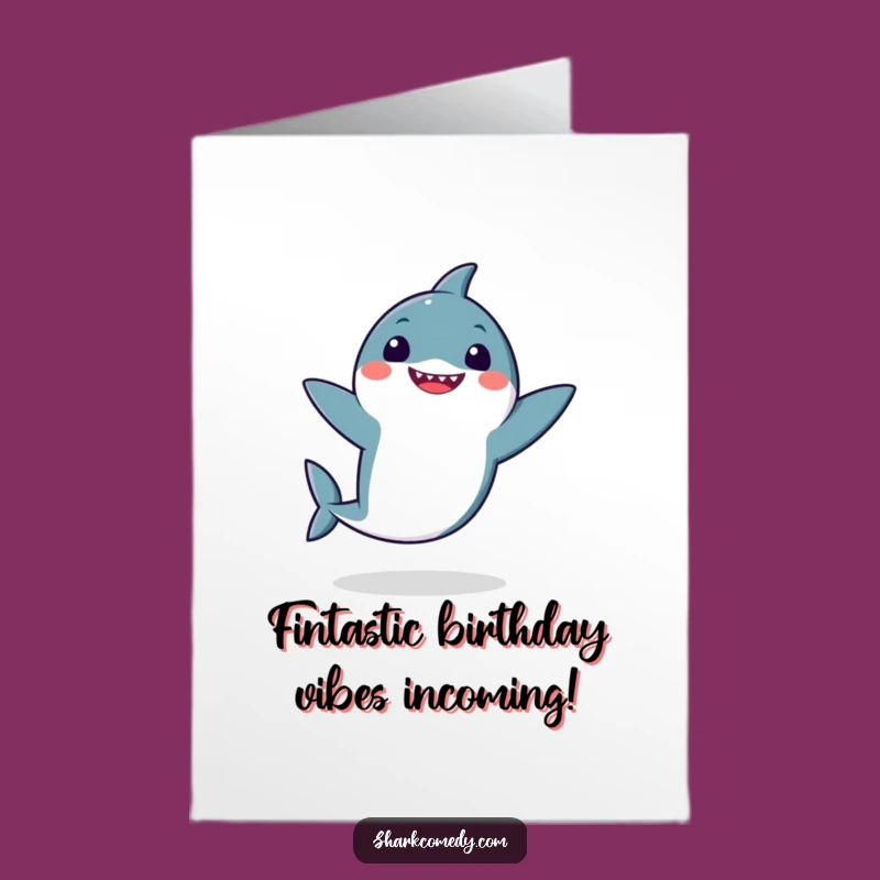 Free Printable Kawaii Shark Birthday Card: Funny Dance Downloadable Greeting