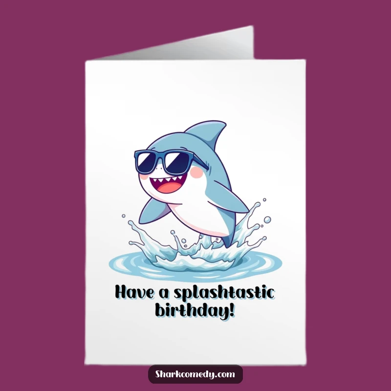 Free Printable Birthday Card: Cool Shark Splash Leap - Downloadable Funny Gift