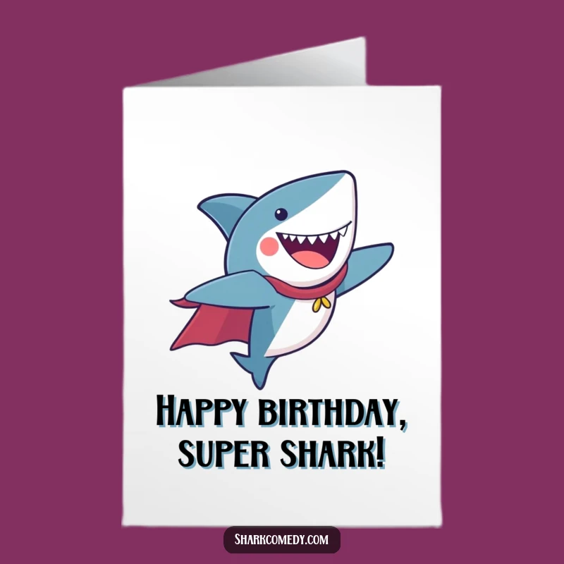 Free Printable Flying Shark Birthday Card - Funny Downloadable Superhero Gift