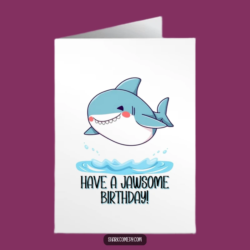 Free Printable Birthday Card: Silly Shark, Mid-Jump, Fun Downloadable Gift