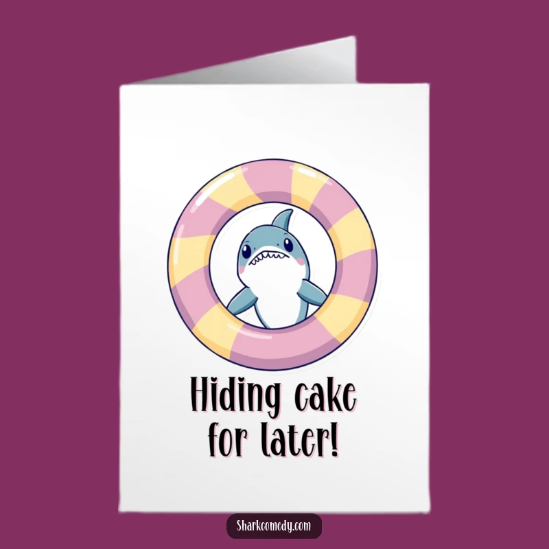Free Printable Birthday Card: Shark Behind Ring, Surprise Fun, Downloadable Gift