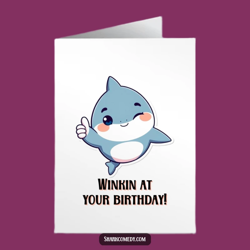 Free Printable Birthday Card: Winking Shark Thumbs Up for Fun Downloadable Gift