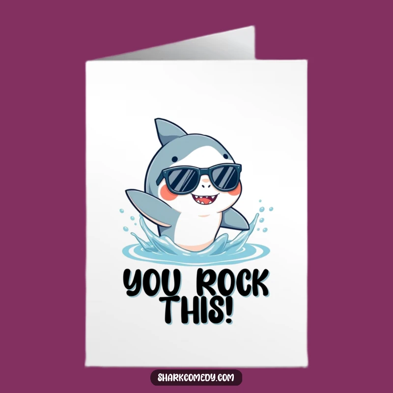 Free Printable Congrats Card: Cool Shark, Sunnies, Splash, Downloadable Celebration