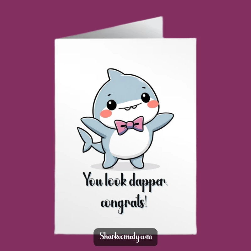 Free Printable Congrats Card: Dancing Kawaii Shark Celebration - Downloadable Funny Gift