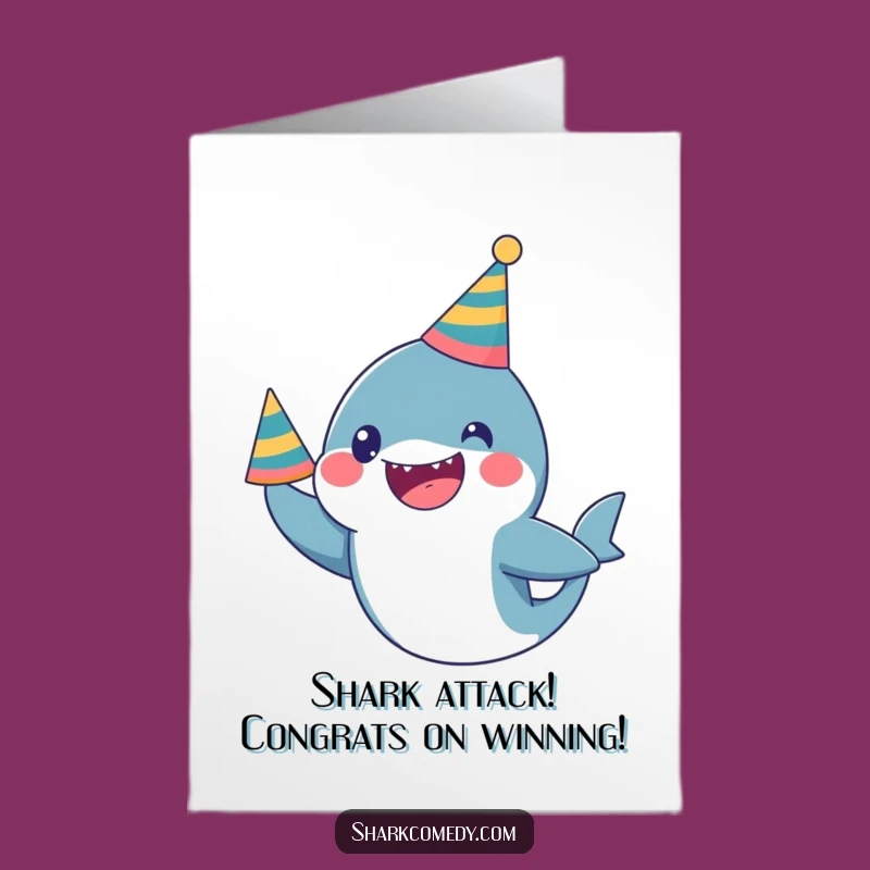 Free Printable Congrats Card: Kawaii Shark Celebration - Exciting Downloadable Gift