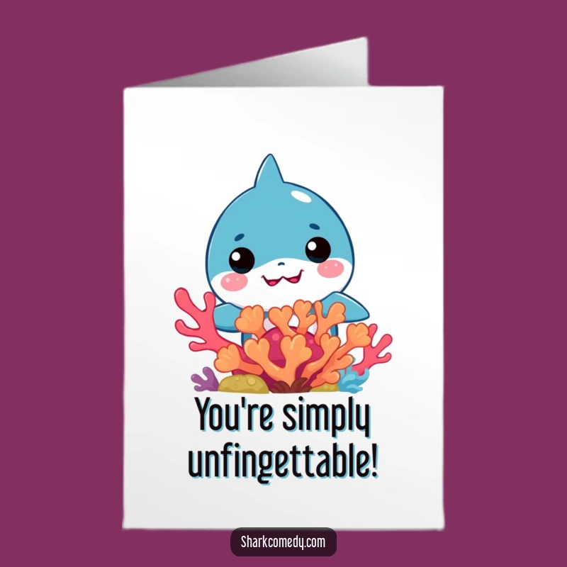 Free Printable Congrats Card: Kawaii Shark's Cheerful Peek - Funny Downloadable