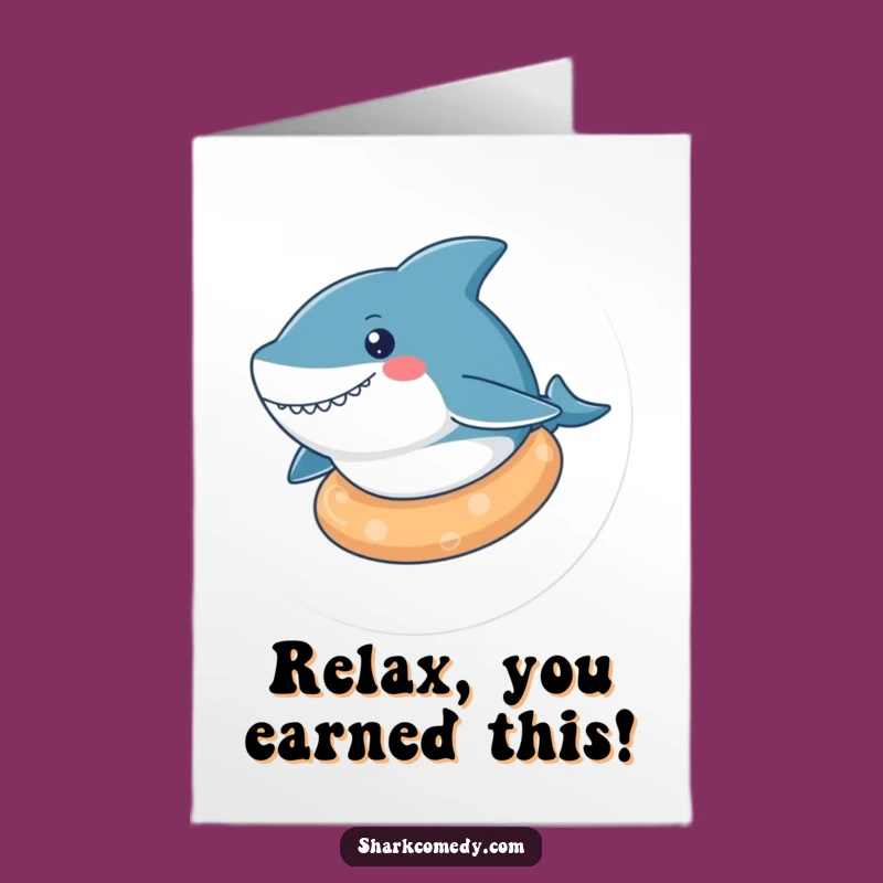 Free Printable Congrats Card: Relaxed Kawaii Shark Celebration Vibes