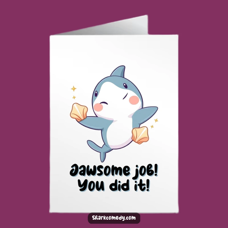 Free Printable Congrats Card: Shark Juggling Seashells, Downloadable Greeting for Success