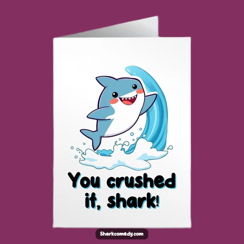 Free Printable Congrats Card: Shark's Joyful Leap - Exciting Downloadable!