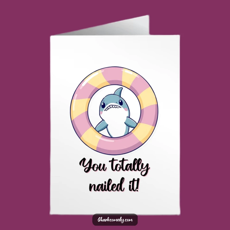 Free Printable Congrats Card: Shark's Surprise Win, Hilarious Downloadable Art
