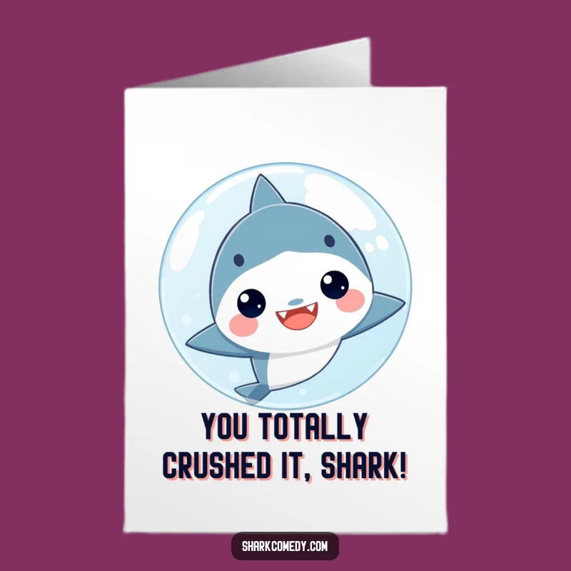Free Printable Kawaii Shark Congrats Card - Funny Shark Downloadable for Any Achievement