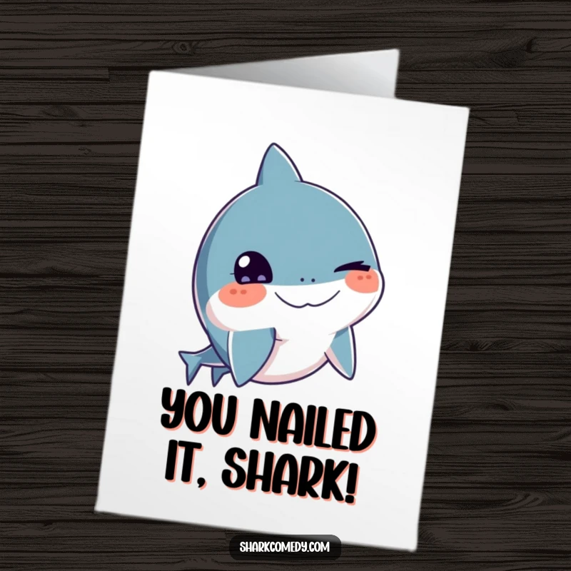 Funny Free Printable Congratulations Card: A shark giving a bold wink, perfect for acknowledging achievements with a touch of humor.