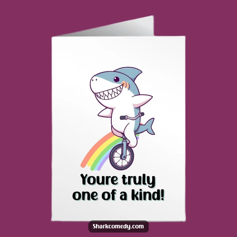 Free Printable Congratulations Card: Shark Rainbow Unicycle for Joyful Downloadable Gift