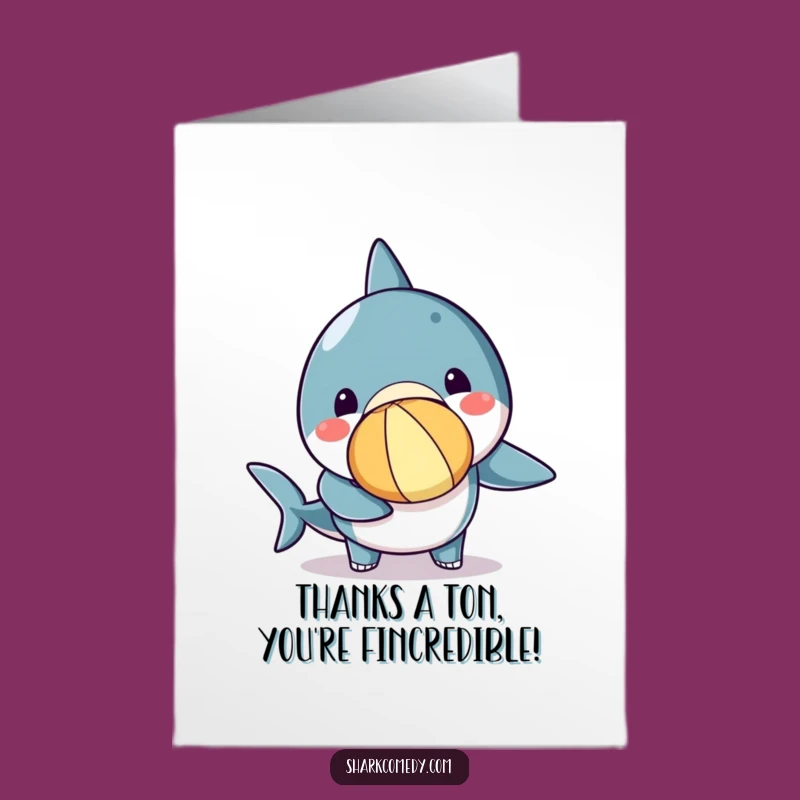 Free Printable Thank You Card: Humorous Kawaii Shark Beach Ball Gratitude