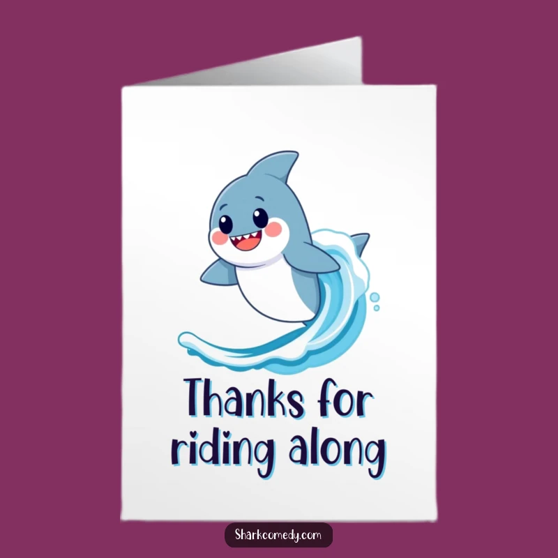 Free Printable Thank You Card: Funny Kawaii Shark Surfing, Cool DIY Downloadable Gift