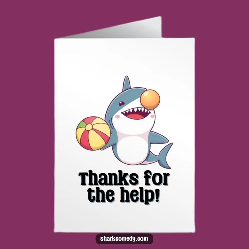 Free Printable Thank You Card: Shark's Hilarious Beach Ball Balance - Funny Downloadable Gift