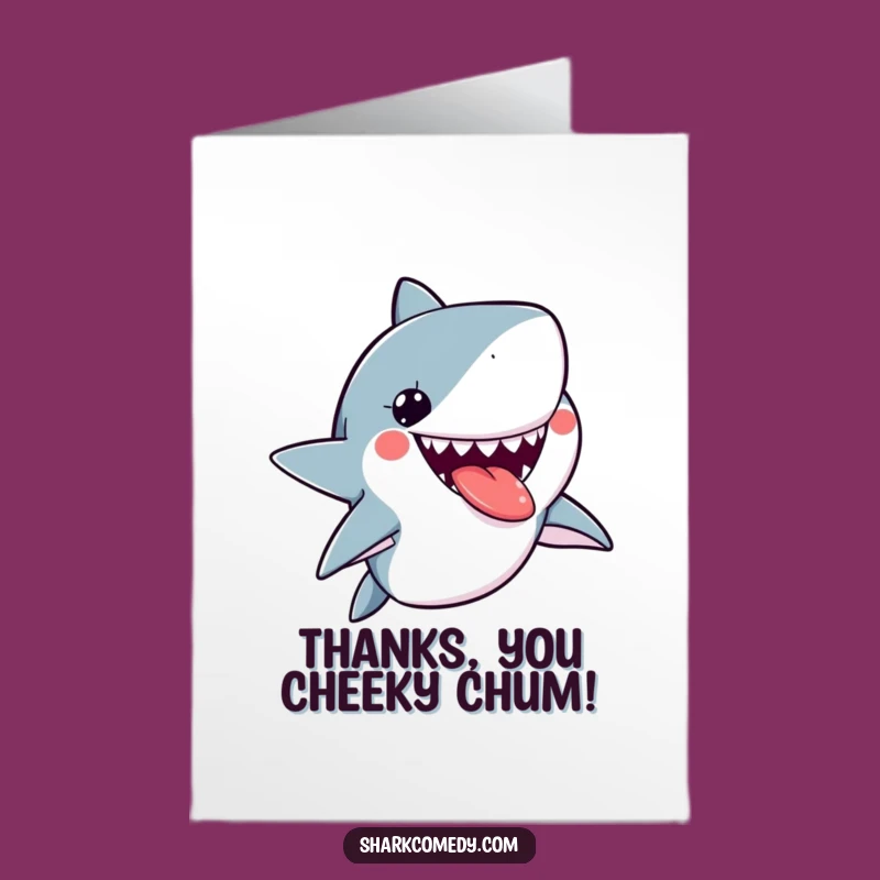 Free Printable Thank You Card: Playful Kawaii Shark Tongue Out Thanks