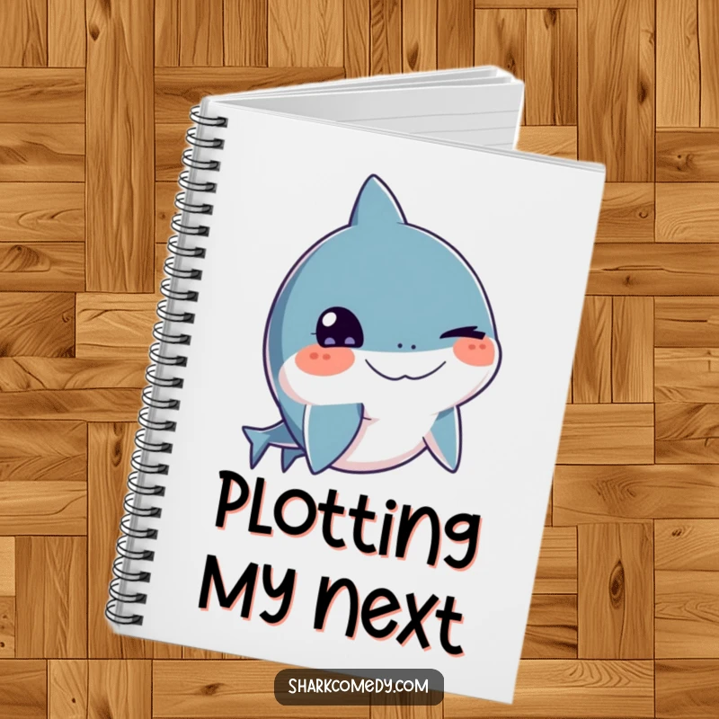 Funny shark notebook with a playful wink, cheeky marine design, perfect for journaling and study, great funny gift.