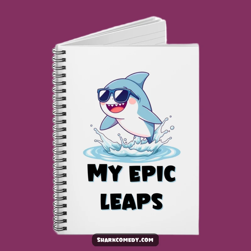 Funny Tiny Sunglasses Shark Notebook - Cool Ideas, Hilarious Gift for Creators