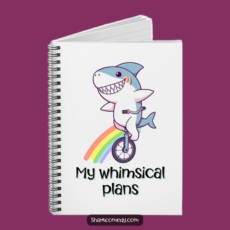 Funny Shark Rainbow Unicycle Notebook - Whimsical for Notes & Ideas