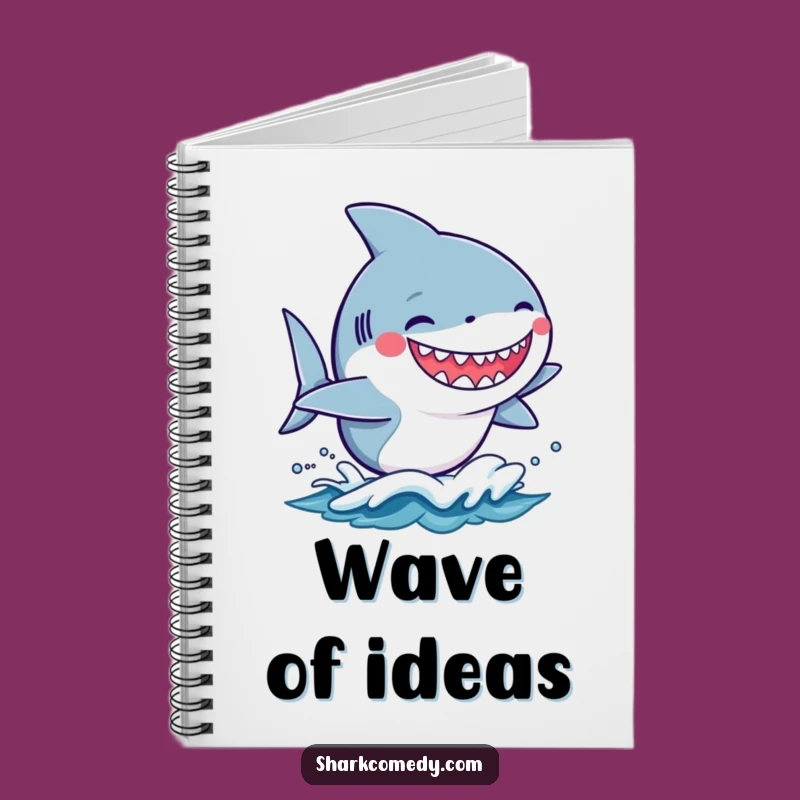 Funny Kawaii Shark Notebook - Silly Grin Surfer Journal Gift