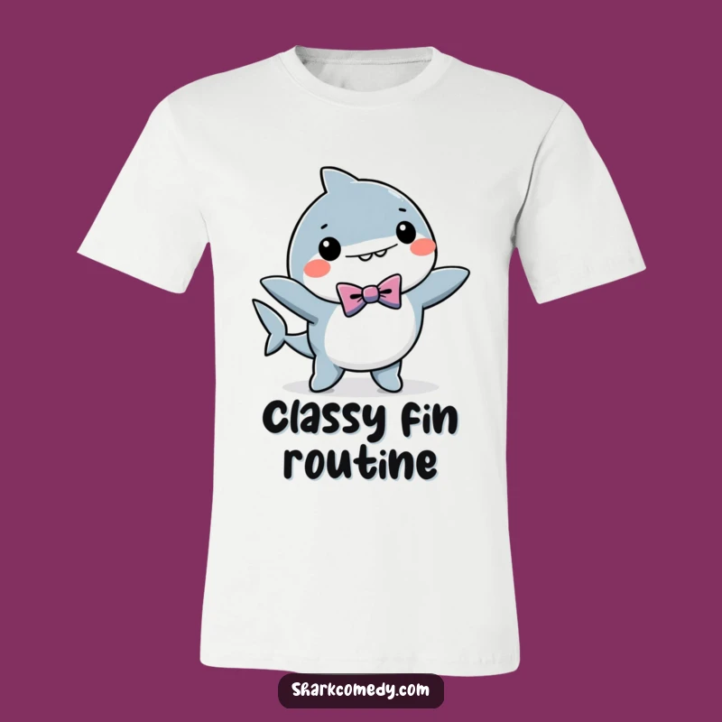 Funny Dancing Kawaii Shark Bow Tie T-Shirt - Style Meets Humor, Perfect Funny Gift