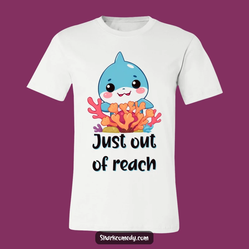 Funny Kawaii Shark Coral Peek Tee: Wear Your Ocean Humor Everywhere!