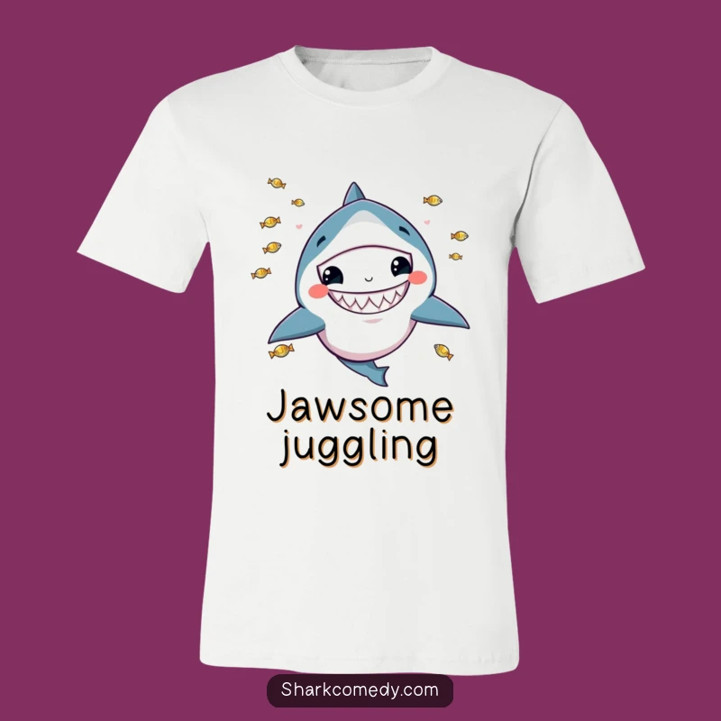 Funny Kawaii Shark T-Shirt: Juggling Fish Humor, Perfect Quirky Gift!