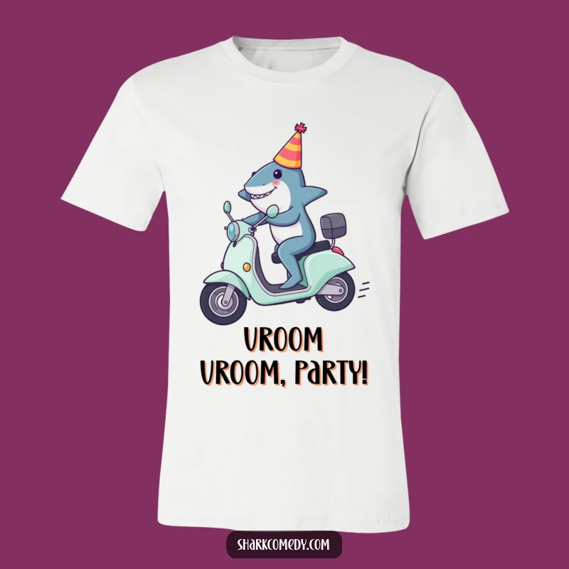 Funny Shark Scooter T-Shirt: Party on Wheels Design, Great Funny Gift