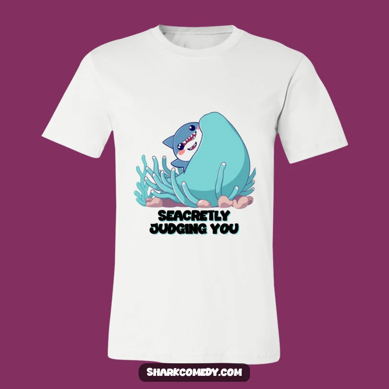 Funny Shy Shark T-Shirt, Cute Ocean Character Tee, Hilarious Animal Gift