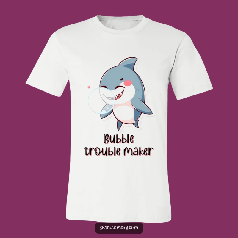 Funny Winking Shark T-Shirt: Playful Bubble Blowing Fun