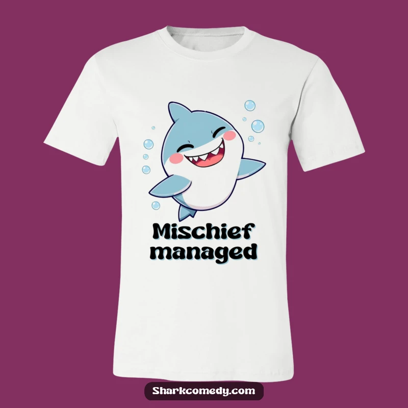 Funny Mischievous Shark T-Shirt: Winking Bubble Chase Tee